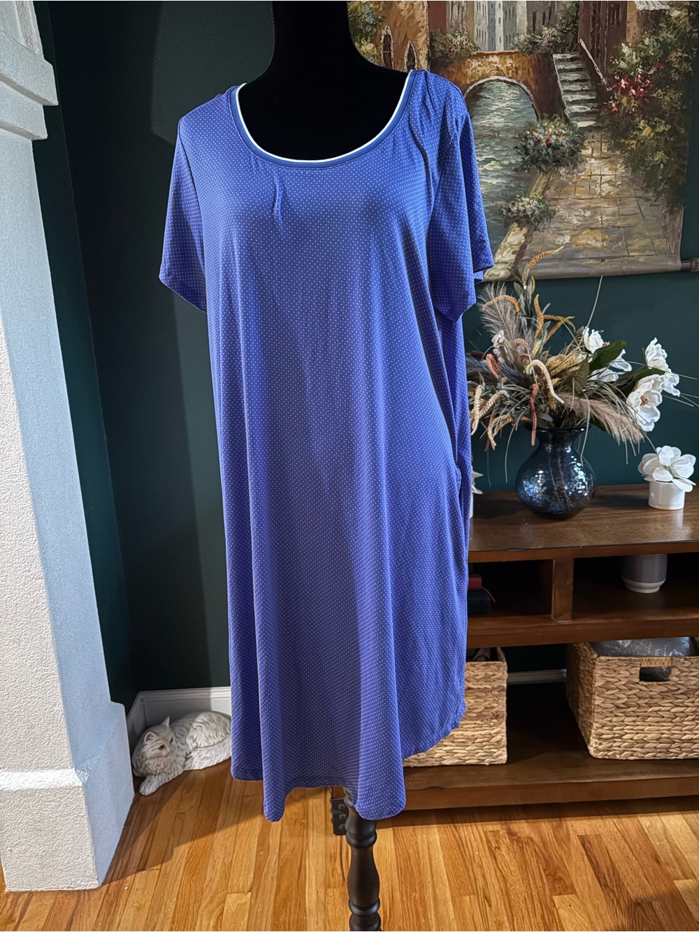 Kim Rogers Blue Scoop Neck Nightgown
